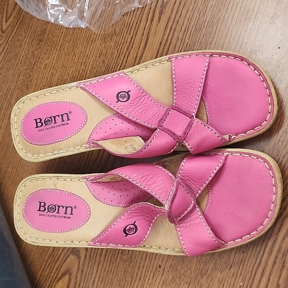 Born pink leather wedge sandal heels - Picture 5 of 6